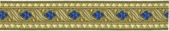 Sinterklaasband 30mm, Goud met Blauwe vlakken